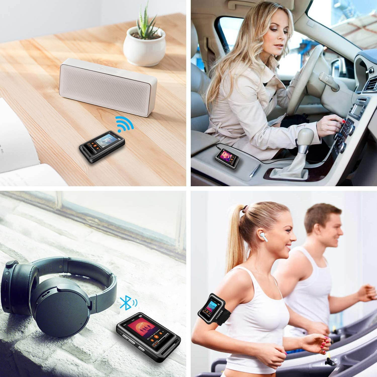 MP3 Player, Searick 16G MP3 Player with Bluetooth 4.2, 2.4" LCD Portable HiFi Lossless Sound Music MP3 Players with FM Radio/Voice Recorder, Support up to 128GB (Headphone, Armband, Lanyard Included)