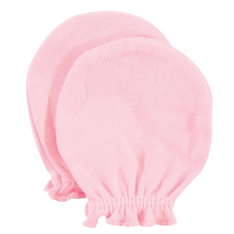 Hudson Baby Infant Girl Cotton Scratch Mittens, Pink Rose, 0-6 Months