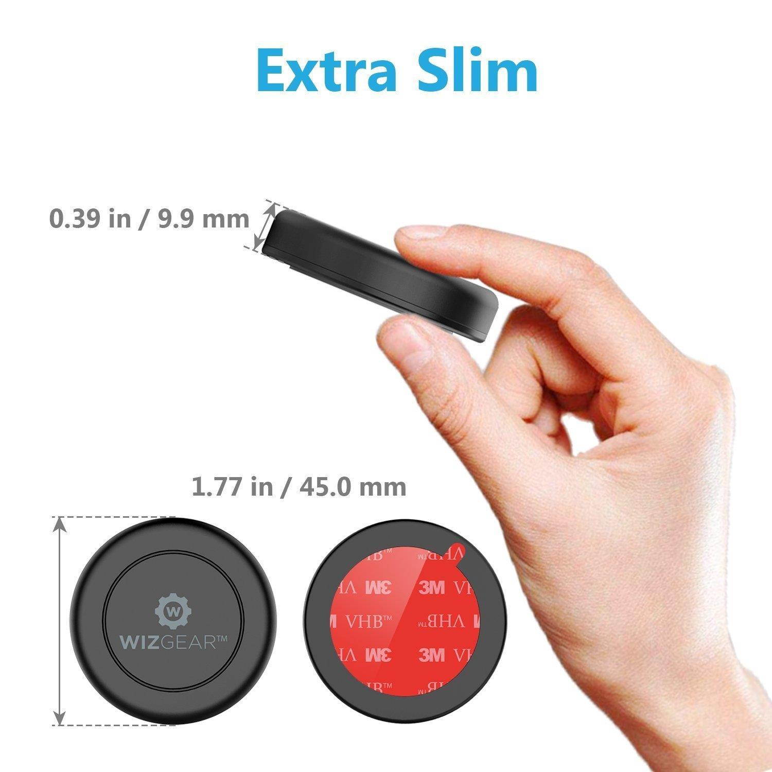 WizGear Universal Flat Stick On Dashboard Magnetic Car Mount Holder for Cell Phones and Mini Tablets with Fast Swift-Snap Technology - Extra Slim