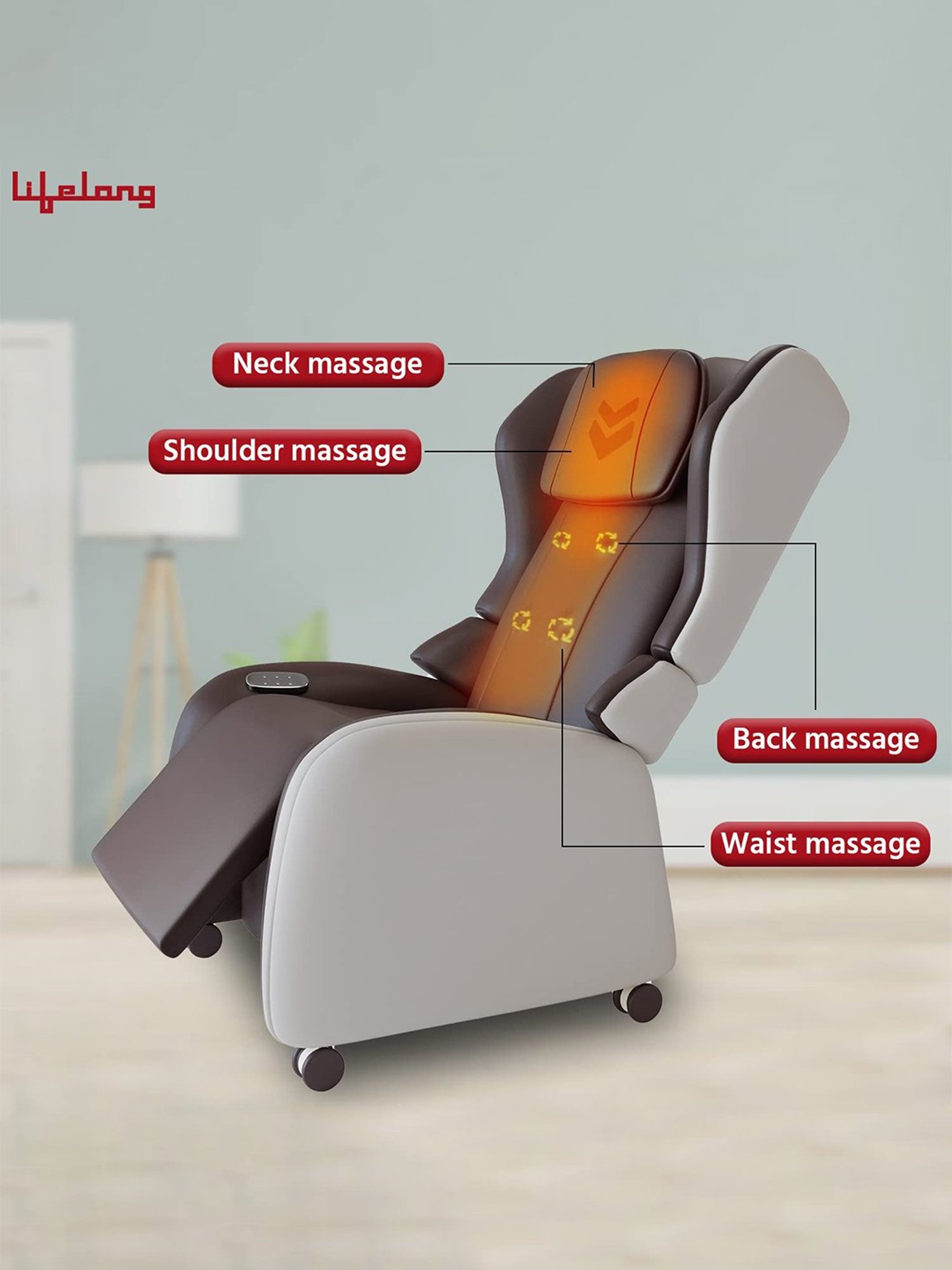 Lifelong LLM567 Fully Body Foldable Chair Massager with Recliner & Powerful 3D Back (Brown)