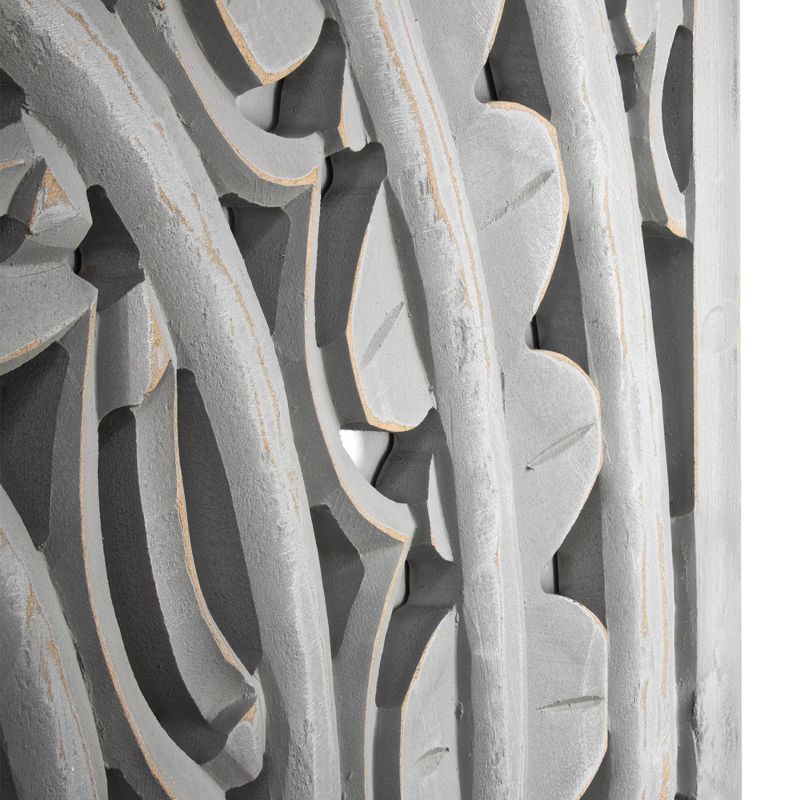 Carved Wood Floral Medallion Wall Art Gray - Crystal Art Gallery