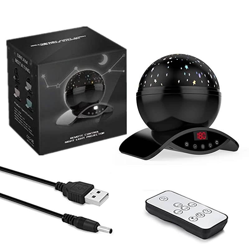 Night Light Baby Star Projector 8 Color Rotation Lamp with Timer Remote and Chargeable Dimmable Combinations Romantic Star Sky Best Gift for Kids Festival Bedroom Living Room Black