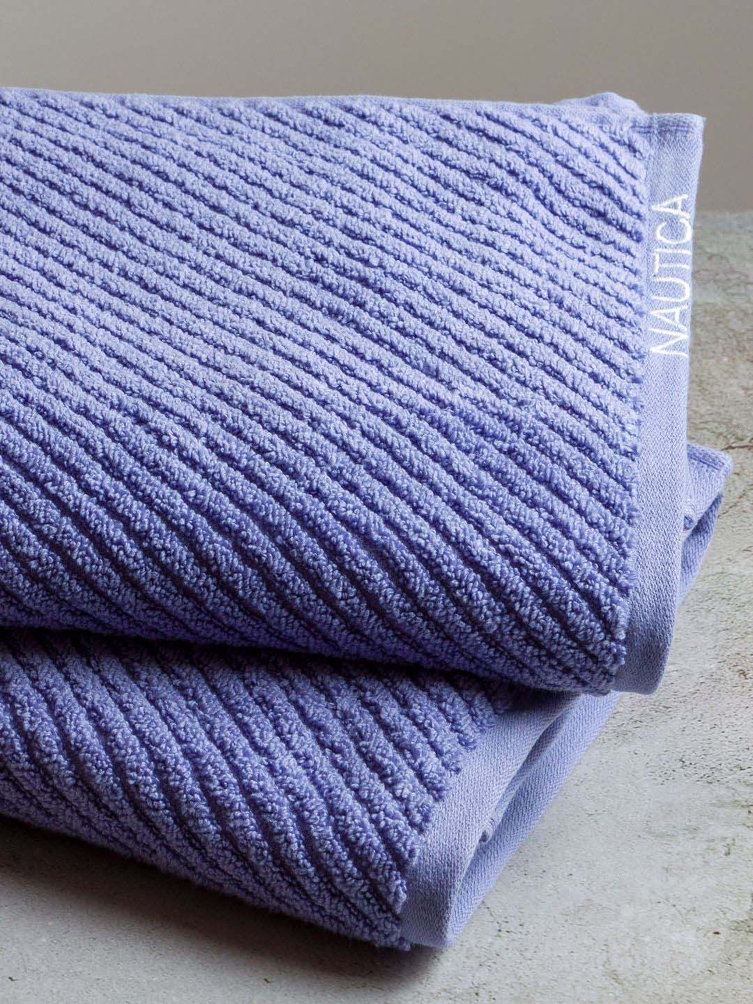 Nautica Cross View Grapemist Cotton 600 GSM Fluffy Zero Twist Bath Towel - Set of 2