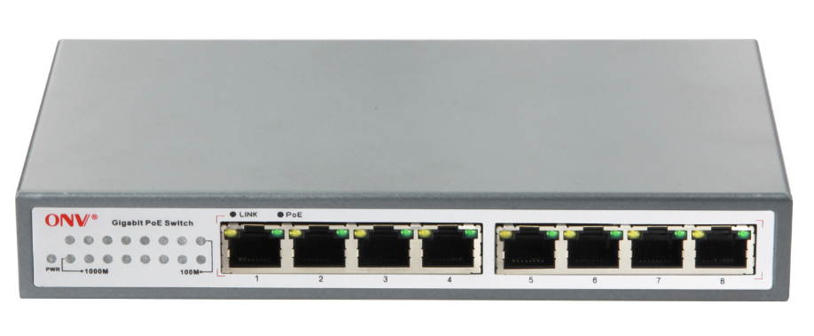 ONV-POE33084P 8*10/100/1000M Ethernet ports with 4*PoE ports Network Switch