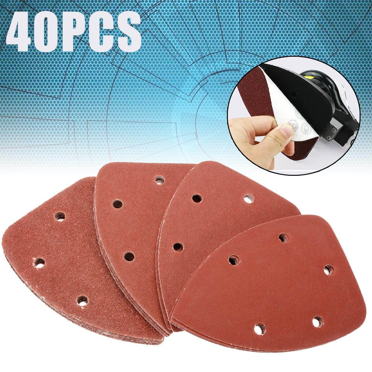 40pcs  Sanding Pads Mouse Sandpaper Disc 40/80/120/240 Grit 140x100mm For Polishing Tools