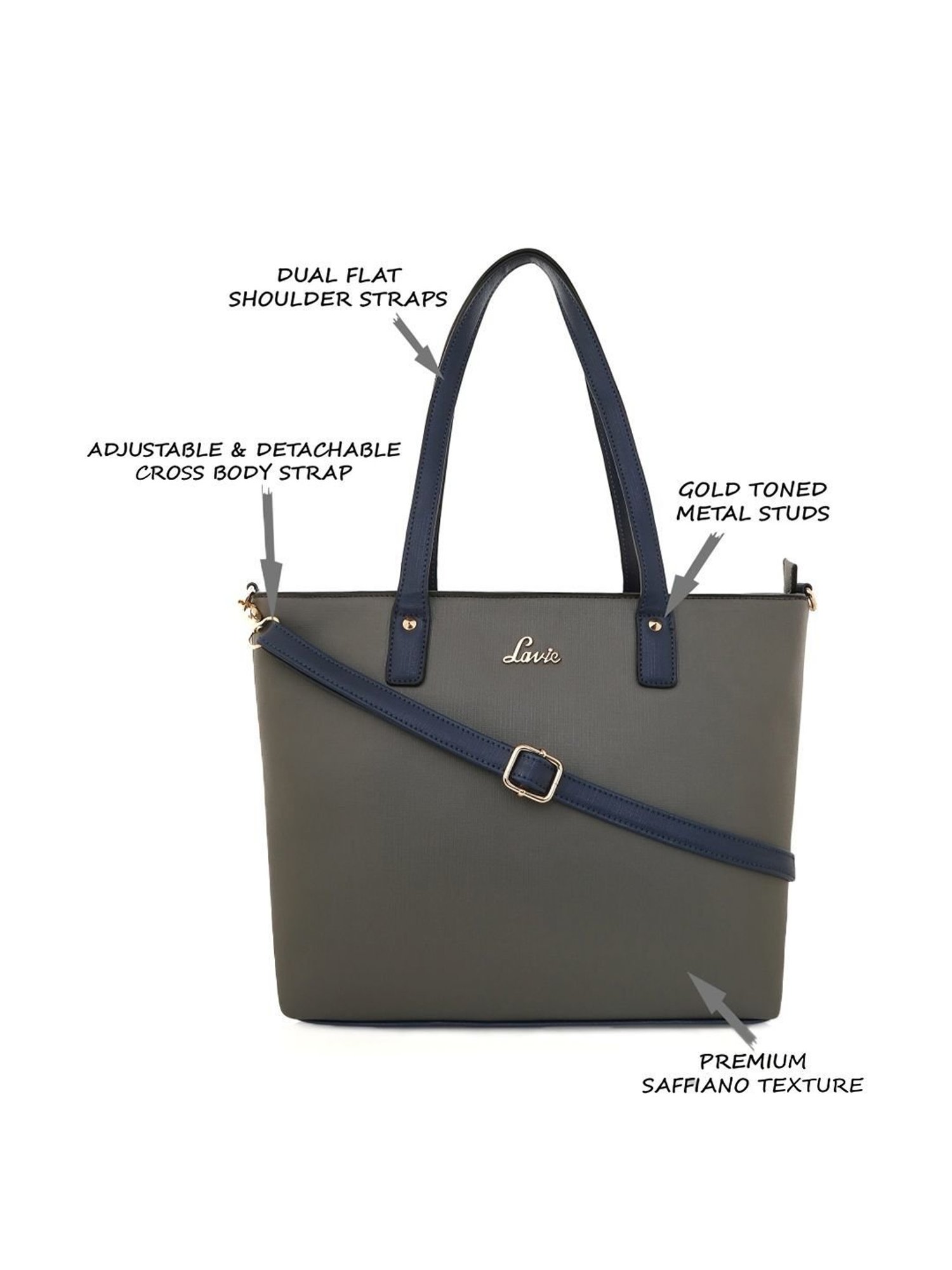 Lavie Adelajda Grey Solid Shoulder Handbag