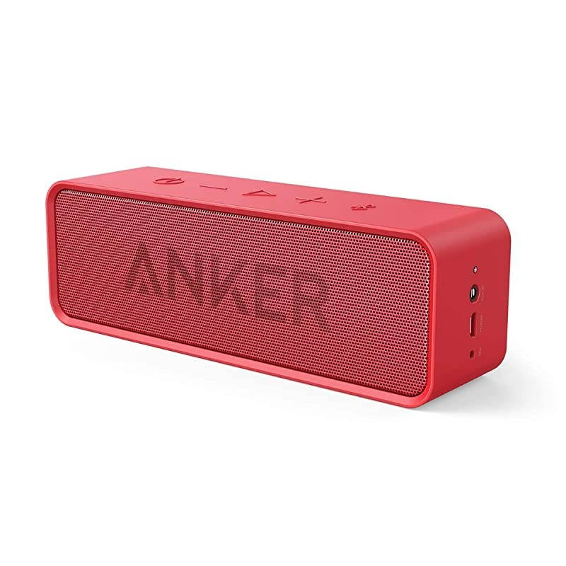 Soundcore 24Hour Playtime Bluetooth Speaker with 10W Limited Output Stereo Sound Rich Bass 66 ft Bluetooth Range Builtin Mic Portable Wireless Speaker for iPhone Samsung and More Red