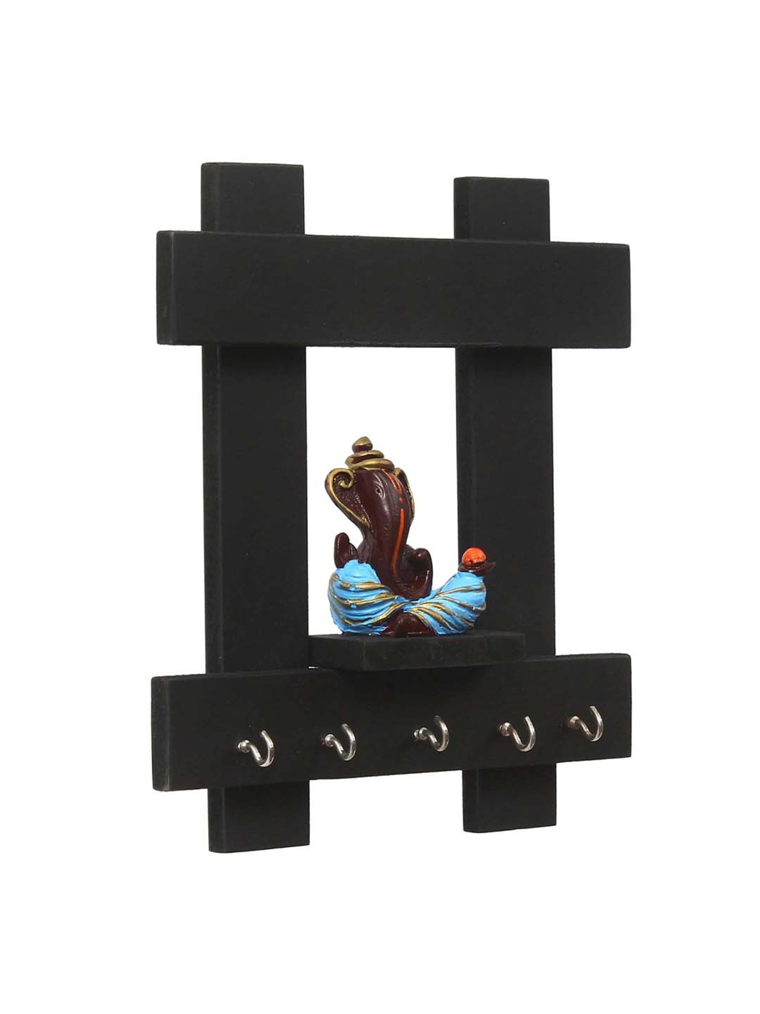 eCraftIndia Lord Ganesha Wooden Keyholder with 5 Key Knobs