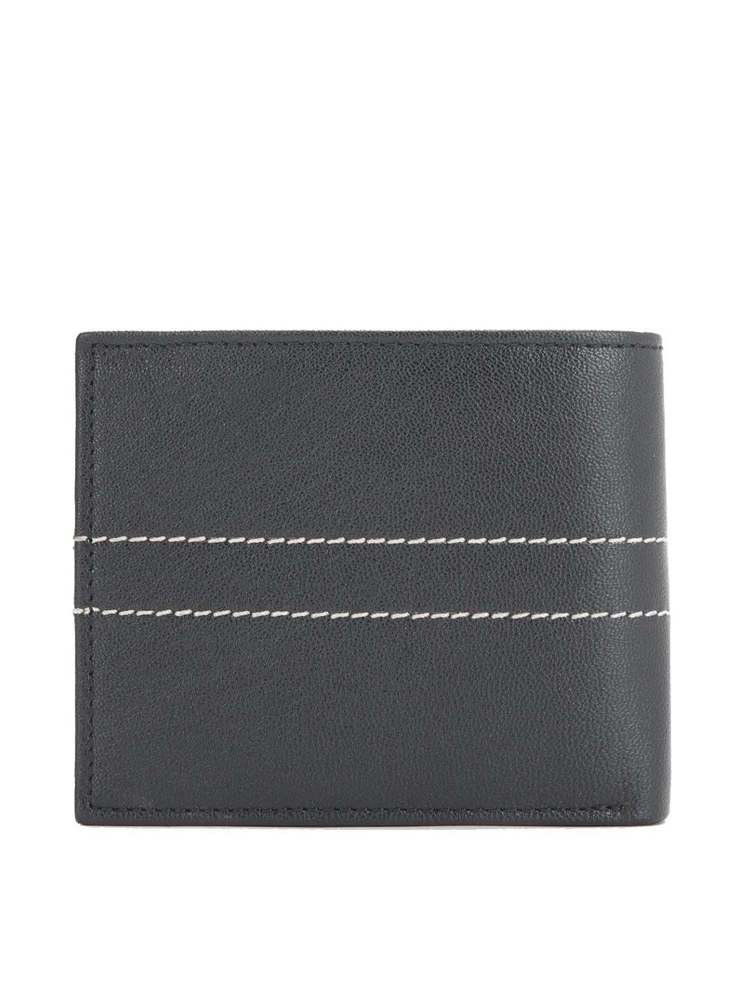 Peter England Black Leather Solid Bi-Fold Wallet