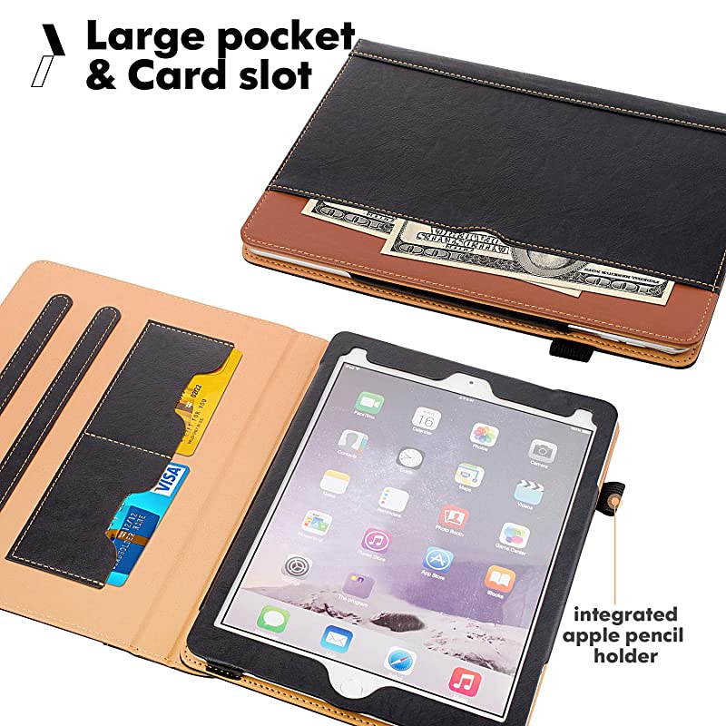 New iPad 7th Generation Tablet Leather Case 102inch2019 Releases 360 Degree Rotating MultiAngle Viewing Folio Stand Cases with Pencil Holder for iPad 102 7th Gen BlackBrown