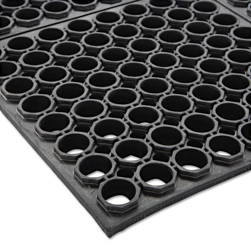 3'x5' Rectangle Solid Floor Mat Black - Crown