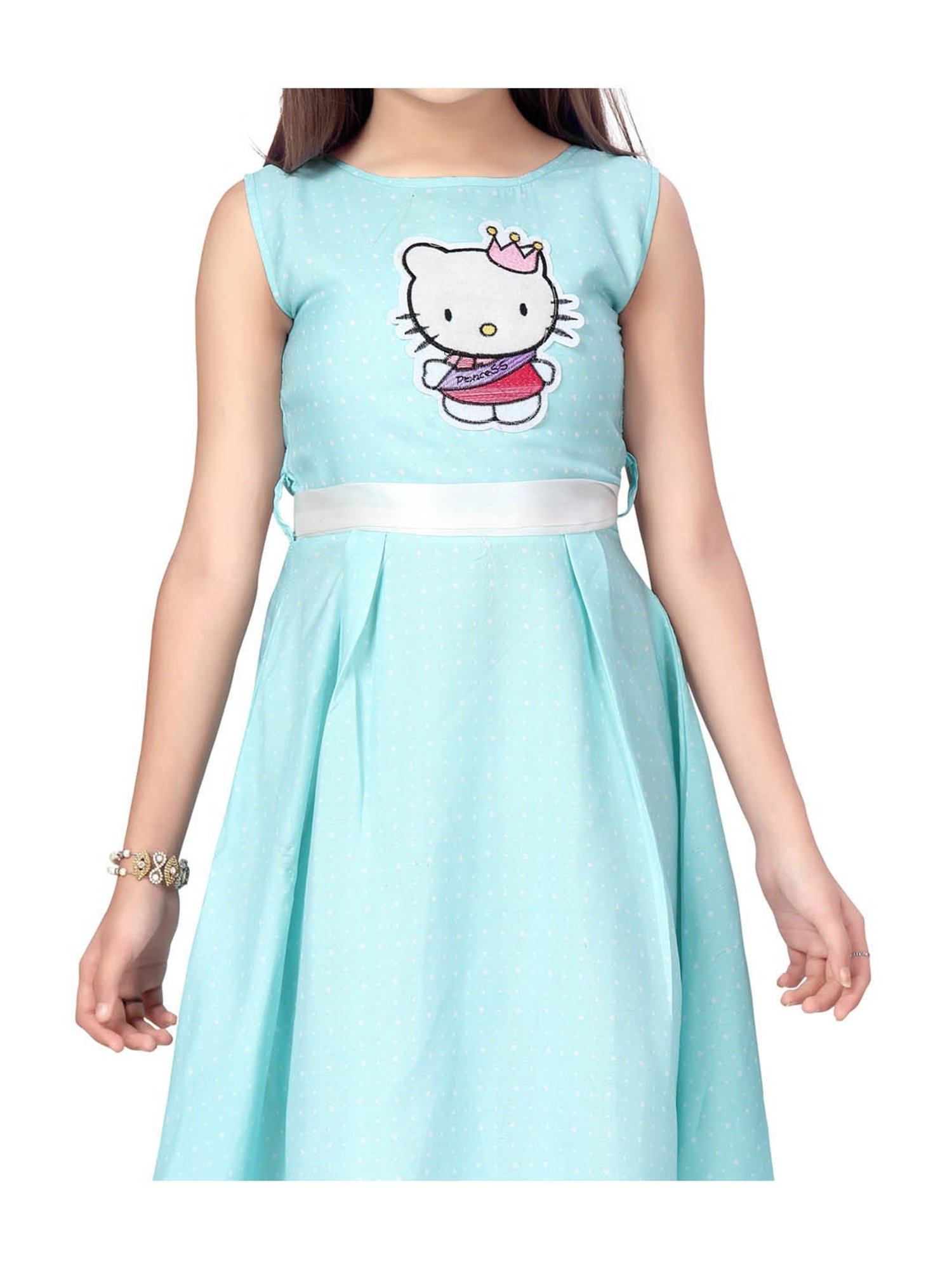 Aarika Kids Turquoise Printed Dress