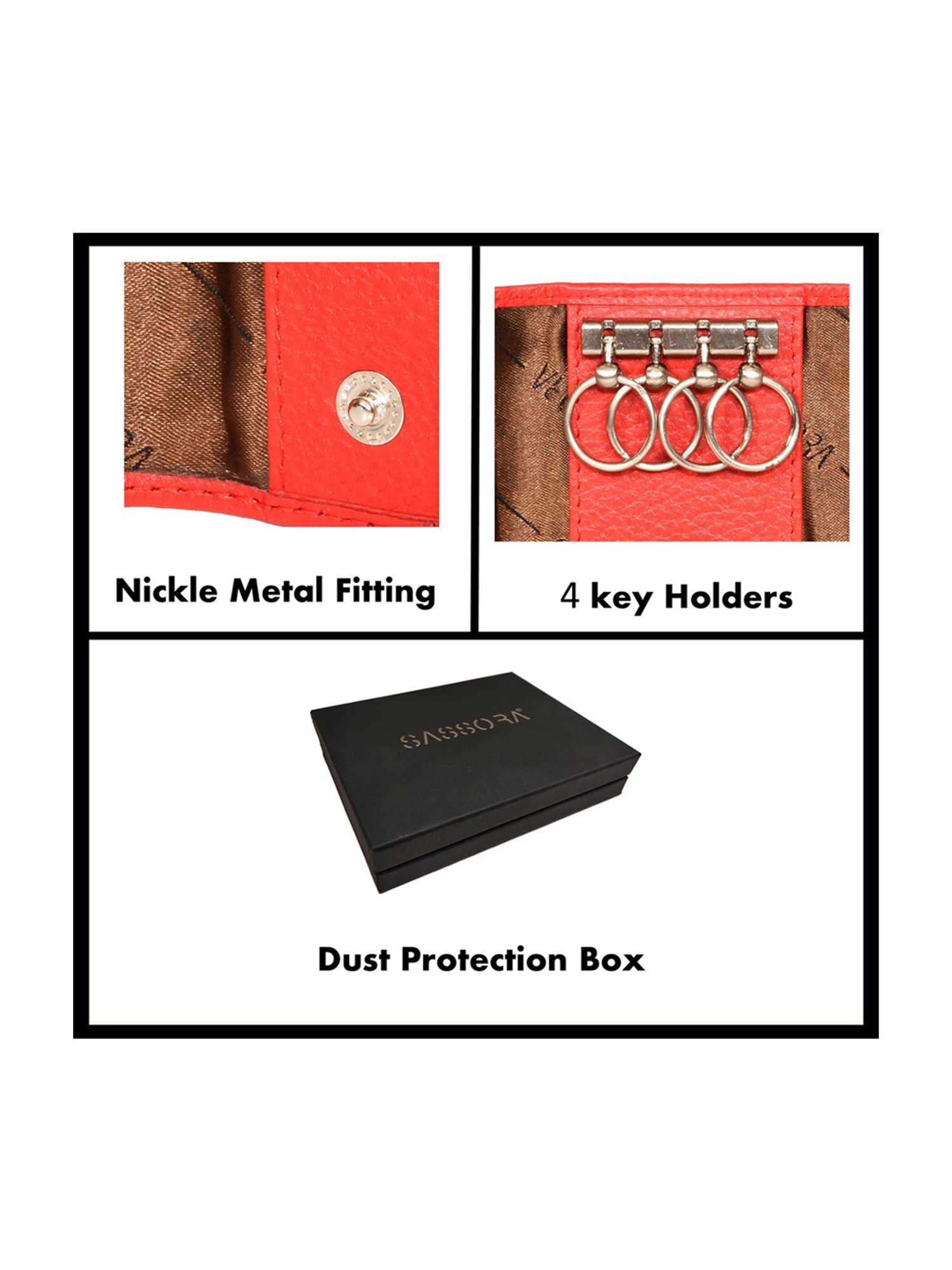SASSORA Florid Red Leather Small Key Case