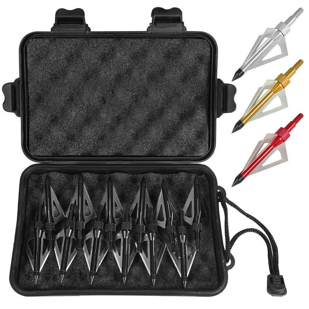 12&times;100grain 3 Blade Crossed Broadhead Arrow Head Bow Archery Fishing Hunting(Red/100 Grain)