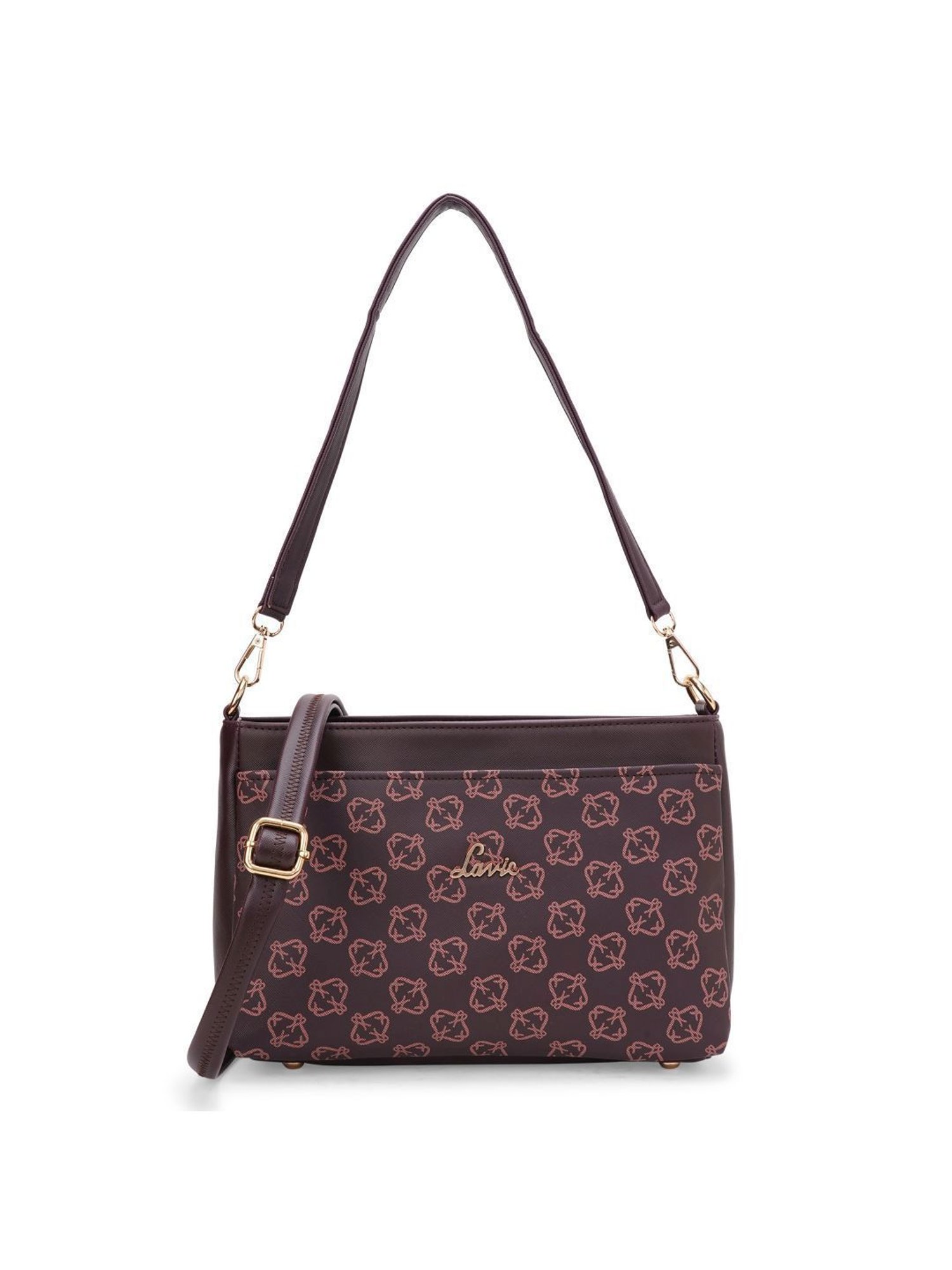 Lavie Mono Olivia Maroon Synthetic Printed Sling Handbag