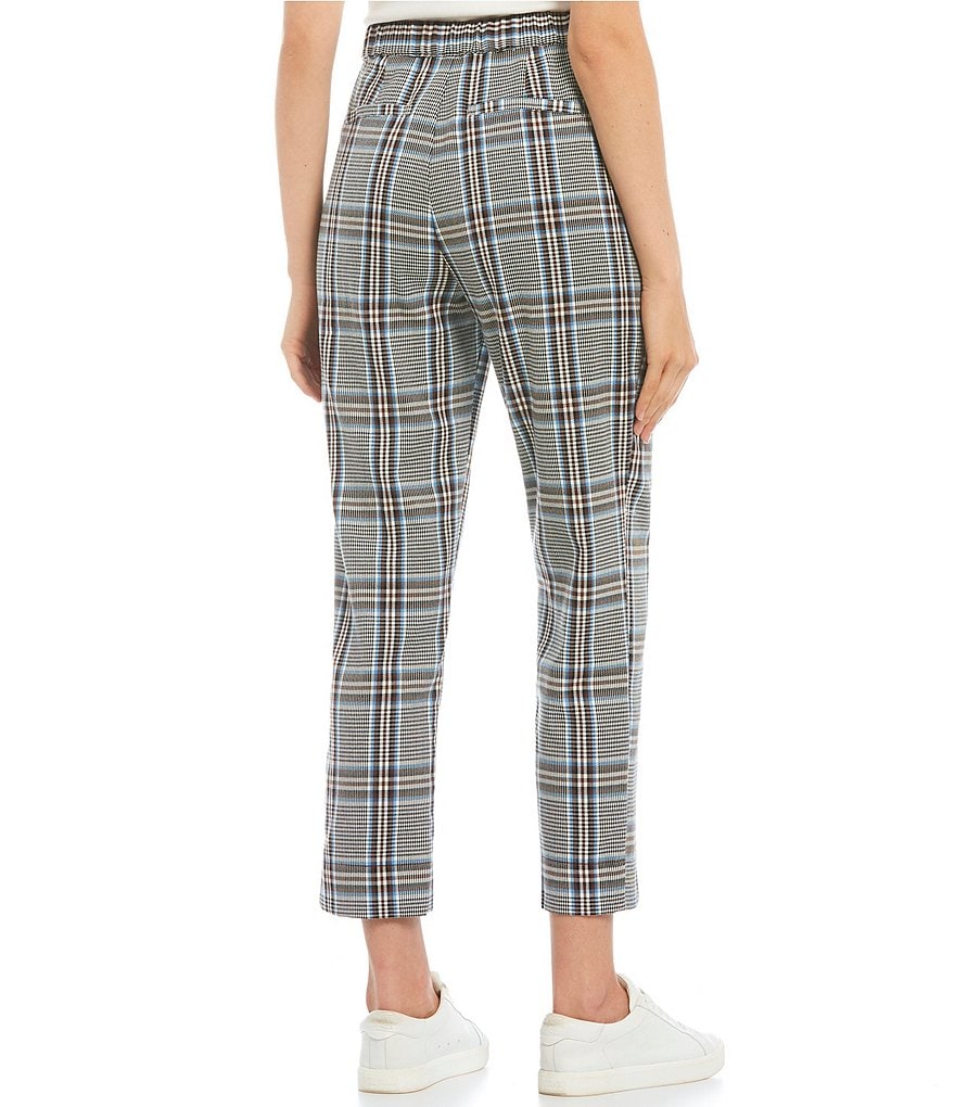 Jolt Plaid Slit Front Hem Trouser Pants