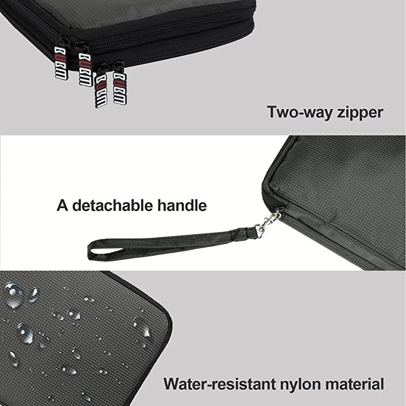 Double Layer Electronics Organizer/Travel Gadget Bag for Cables, Memory Cards, Flash Hard Drive and More, Fit for iPad or Tablet(up to 9.7")-Large, Grey