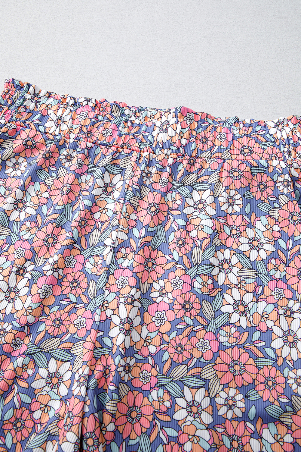 Skobeloff Textured Ruffle Split Top and Drawstring Shorts Set