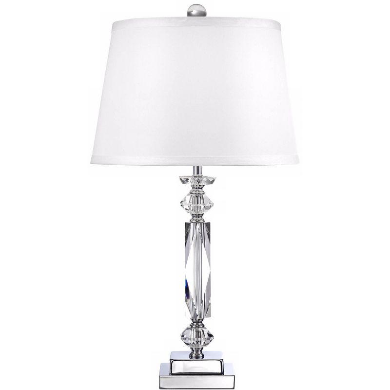 Vienna Full Spectrum Modern Accent Table Lamp Clear Crystal Column White Tapered Drum Shade for Living Room Bedroom Bedside Office