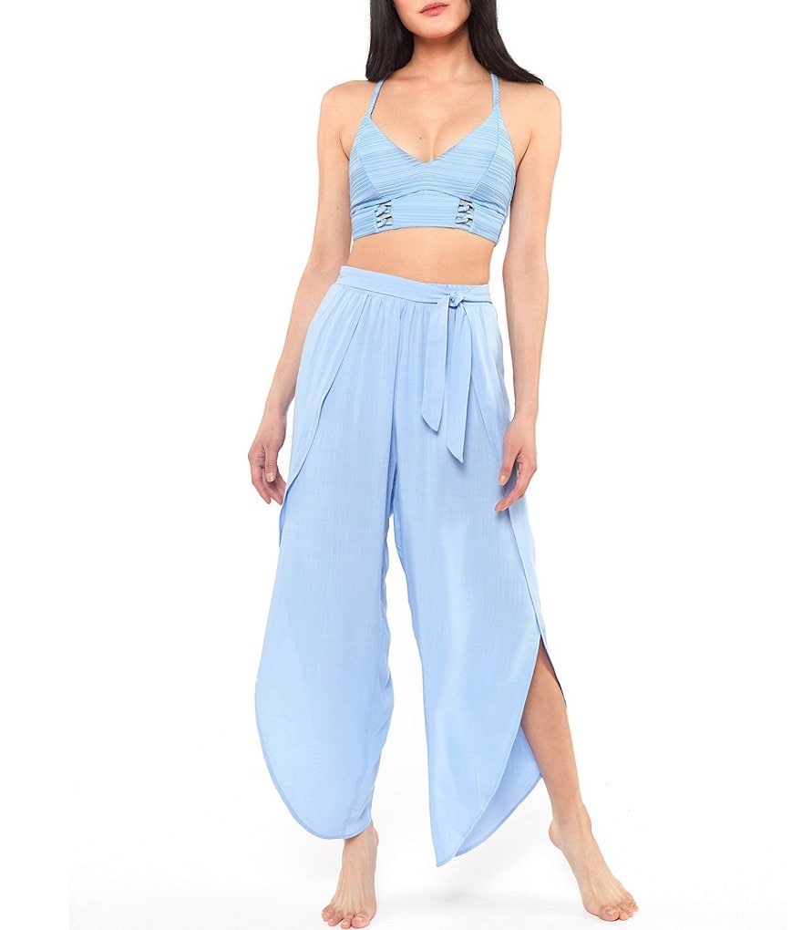 Tommy Bahama Midnight Orchid Tropical Print Scoop Neck Ruffle Hem Spa Dress