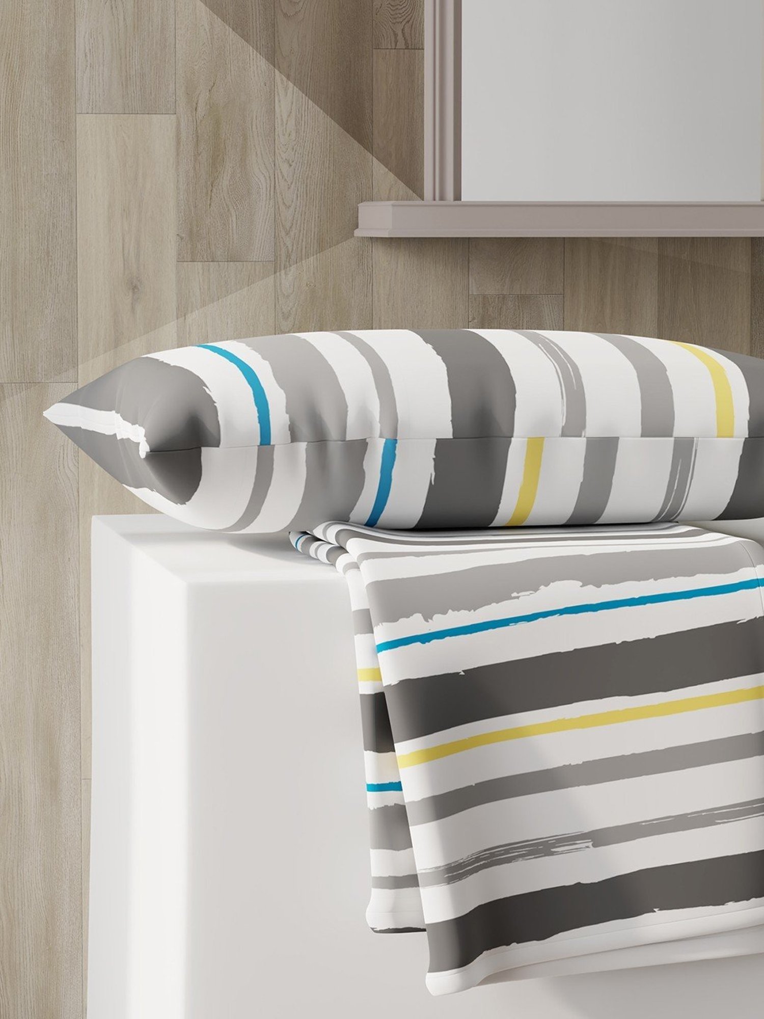 Layers Zen Grey Cotton Blend 225 TC Single Bedsheet with Pillow Cover