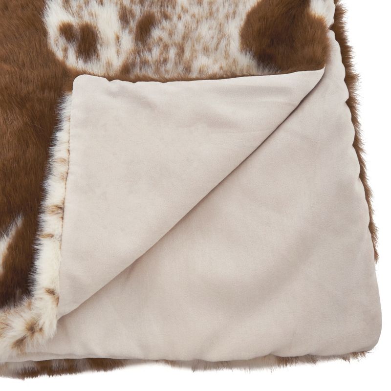 Saro Lifestyle Cow Hide Throw With Faux Fur, 50"x60", Brown