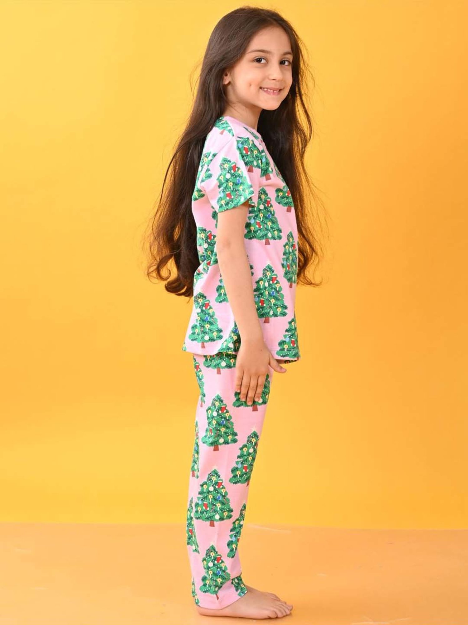 Anthrilo Kids Pink Cotton Printed T-Shirt & Short