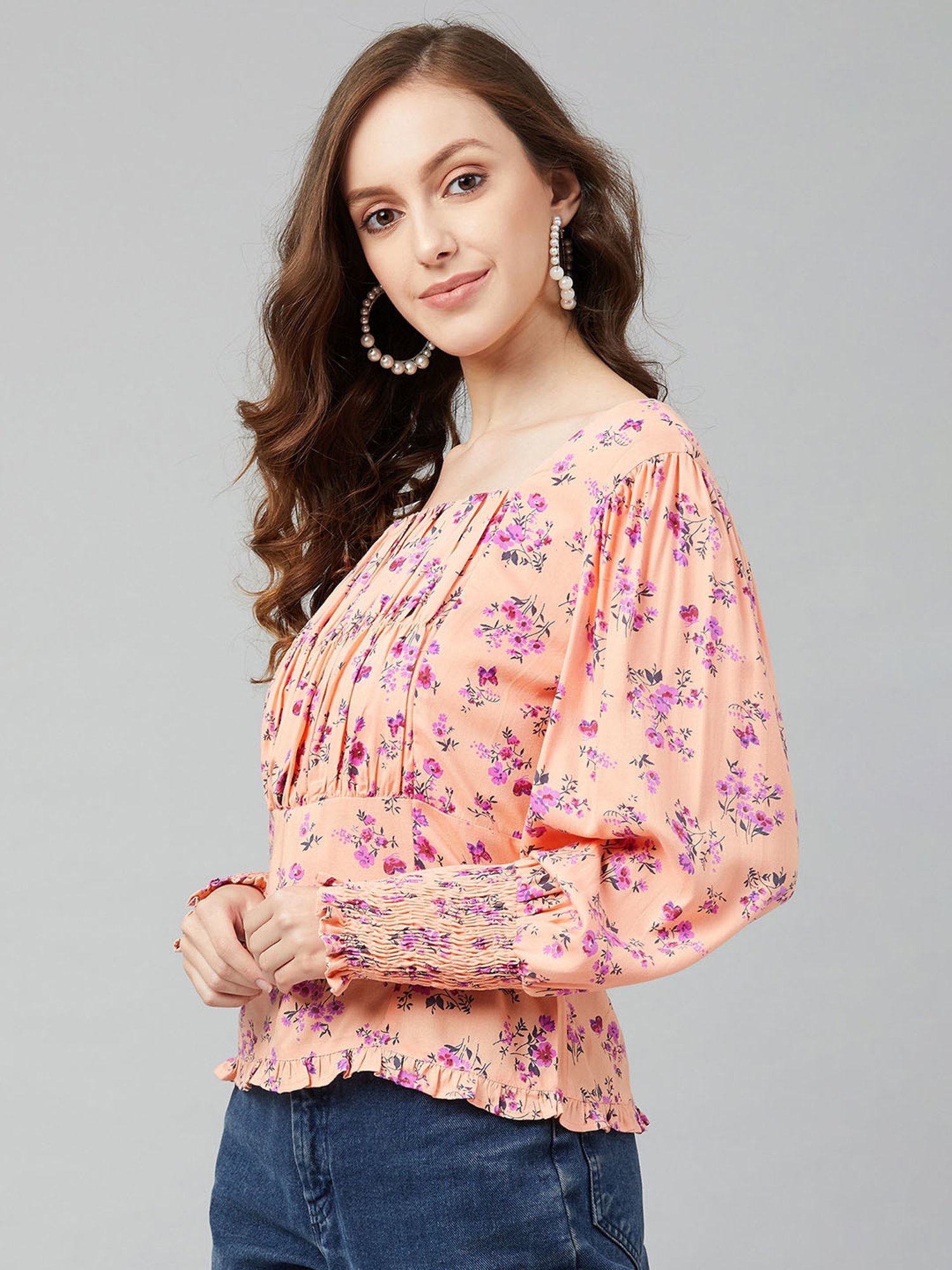 Marie Claire Pink Floral Print Top