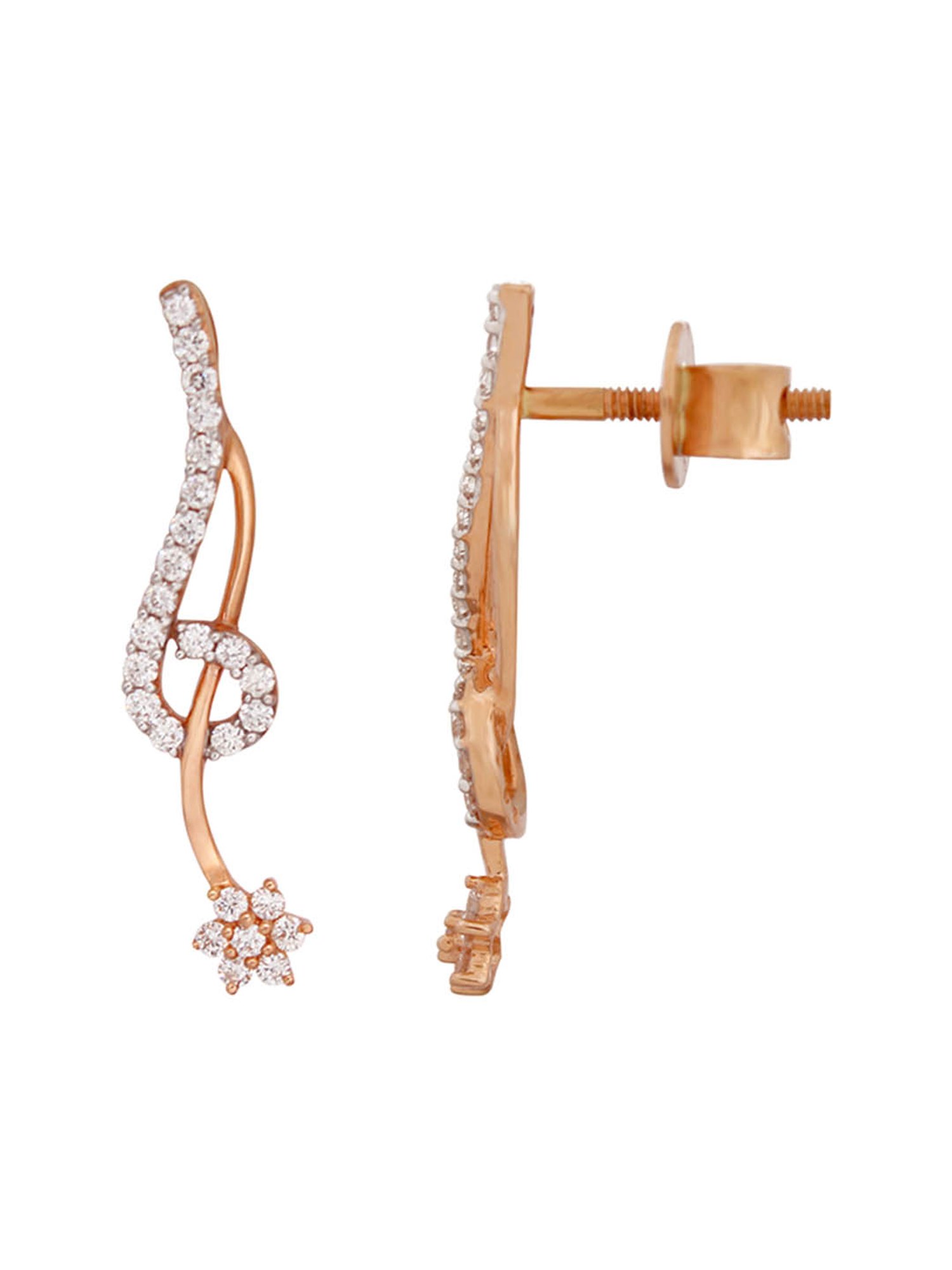 Waman Hari Pethe Jewellers 18k Rose Gold & Diamond Earrings
