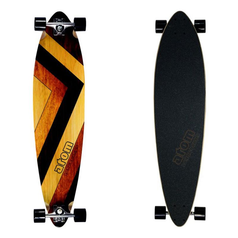 MBS 400130 Atom Pin-Tail Drop Deck 39 Inch Longboard Cruisers Skateboard, Woody Design