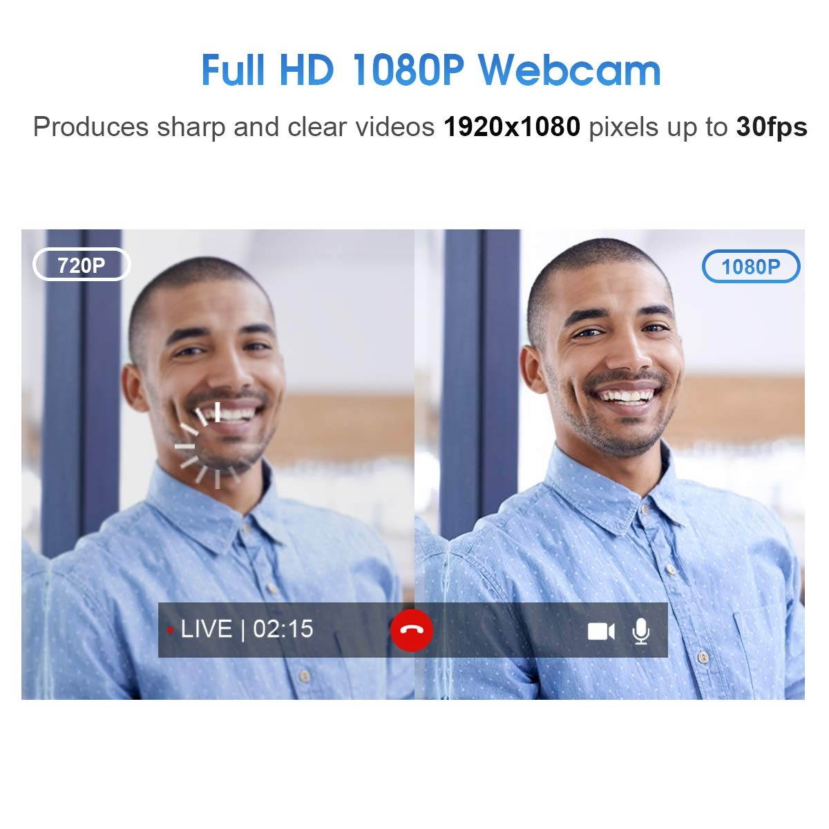 Video Calling Recording Conferencing Live Class Webcam,1080P Full HD Webcam USB Desktop & Laptop Webcam Live Streaming Webcam with Microphone Widescreen HD Video Webcam