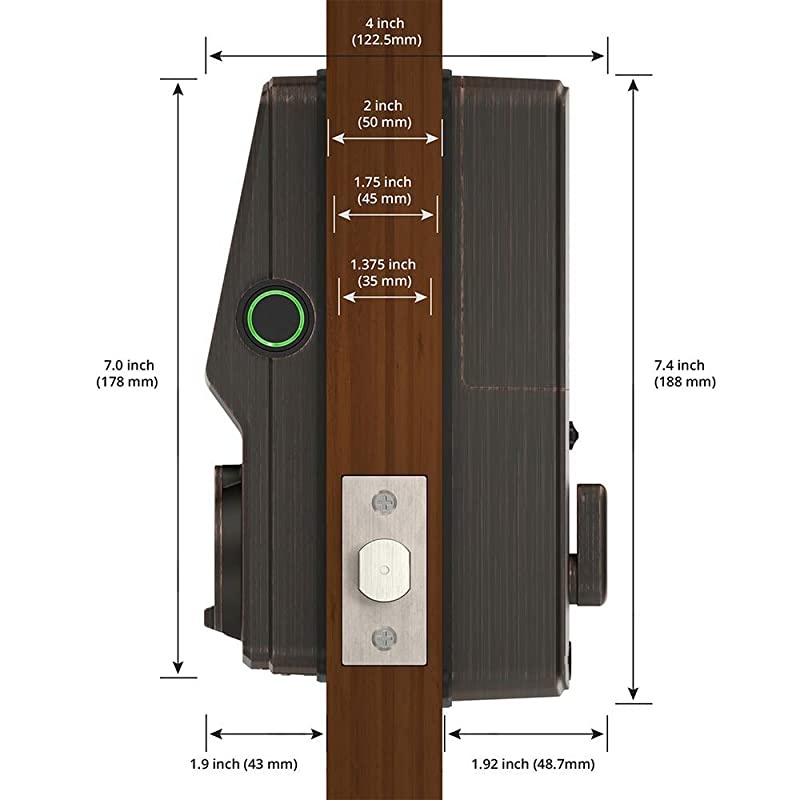 Bluetooth Keyless Entry Smart Door Lock (PGD 728F) Patented Keypad/Alarm System | Advanced 3D Fingerprint Reader | iOS and Android Compatible (VenetianBronze)