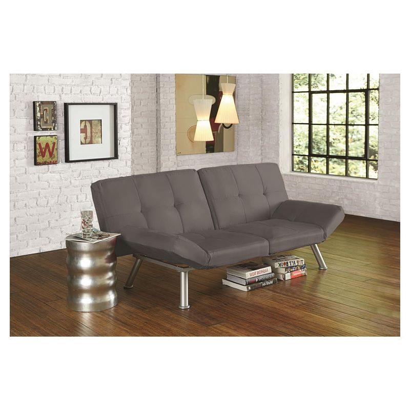 Contempo Microsuede Upholstered Convertible Futon Charcoal - Dorel Home Products