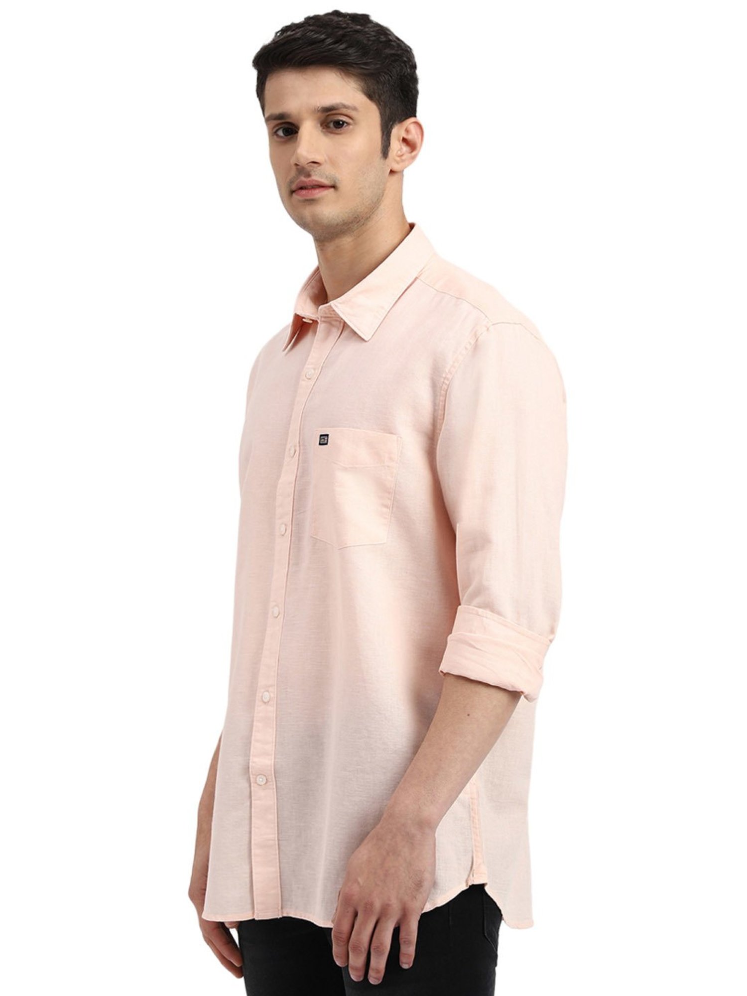Arrow Peach Cotton Slim Fit Shirt