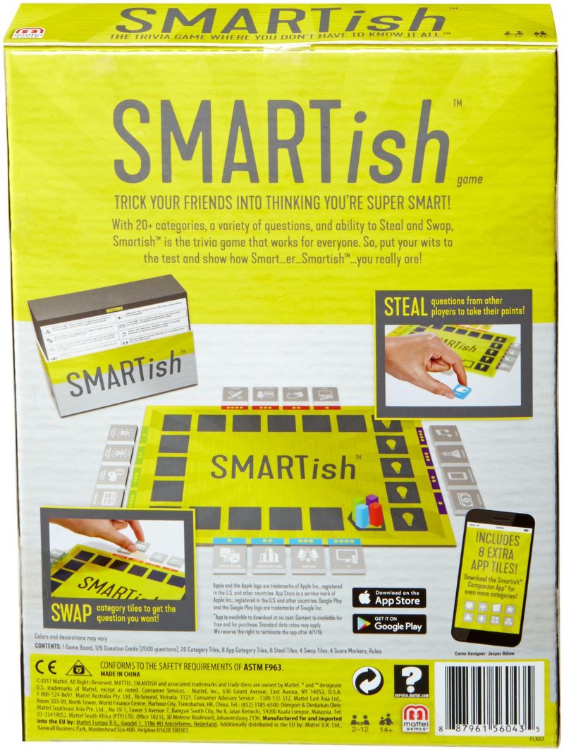 Smartish Trivia Strategy Board Game for 2-12 Players Ages 14Y+