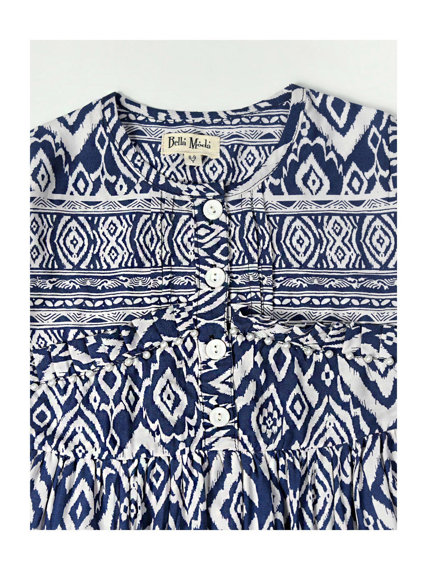 Bella Moda Kids Black Printed Full Sleeves Fit & Flare Dress