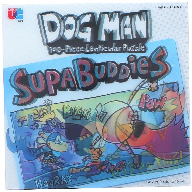 University Games Dog Man Supa Buddies 100 Piece Lenticular Jigsaw Puzzle