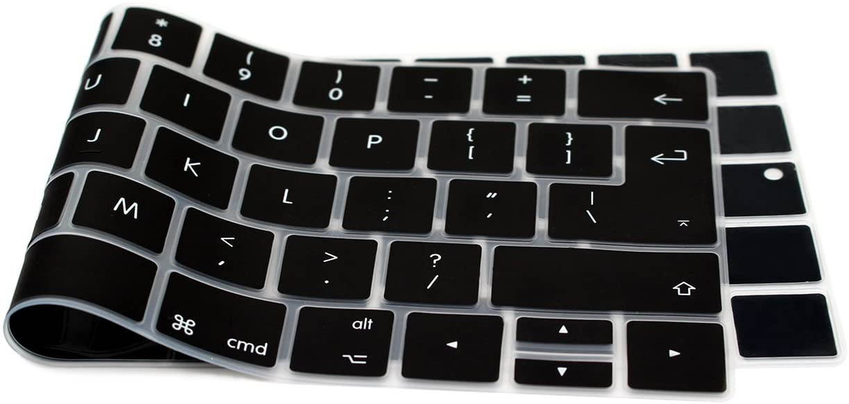 HRH English Language Silicone Keyboard Cover Skin for MacBook New Pro with Touch Bar 13 Inch and 15 Inch (A1989/A1706,A1990/A1707) 2018 2016 2017 Release with Touch ID,Both European/USA Layout