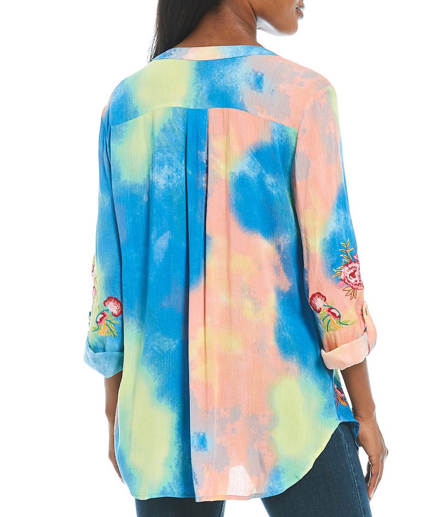 Eva Varro Animal Print Knit Jersey 3/4 Slit Sleeve Tunic