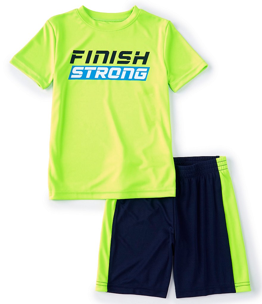 Kinetic by Class Club Little Boys 2T-7 Finish Strong Performance Screen Tee and Shorts Set