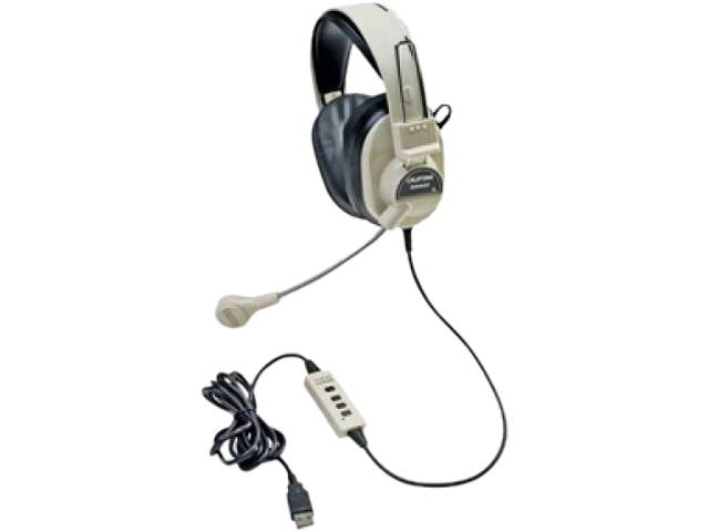 Califone Deluxe Stereo Headph  W Boom Mic Usb Via Ergoguys