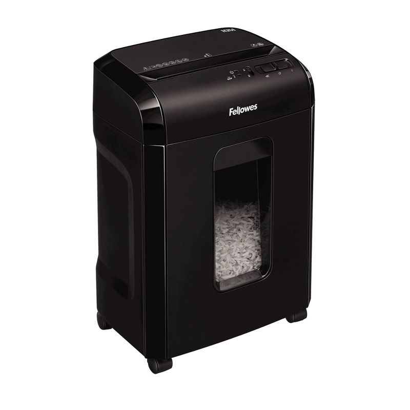 Fellowes MicroCut Shredder with Wastebasket, 10 Sheet Capacity - Black