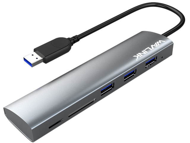 Wavlink 4-Port USB3.0 Hub, USB 3.0 Portable Aluminum Hub, USB Extension Multi-function Hot Swapping, plug and play, Built-in surge protectors, for Mac, MacBook, MacBook Pro/Air/Mini, or any PC - Blue
