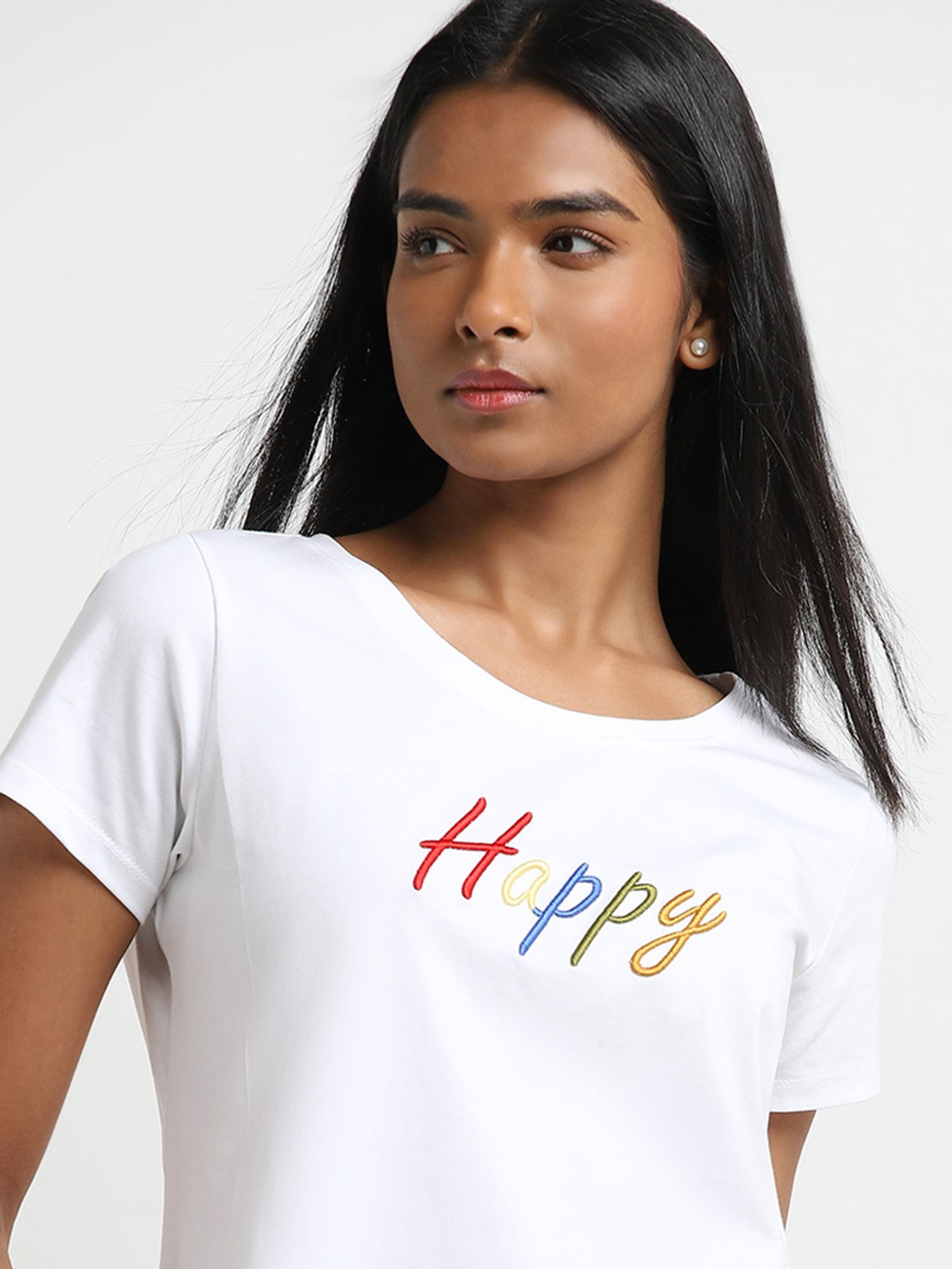 LOV by Westside White Text Embroidered T-Shirt