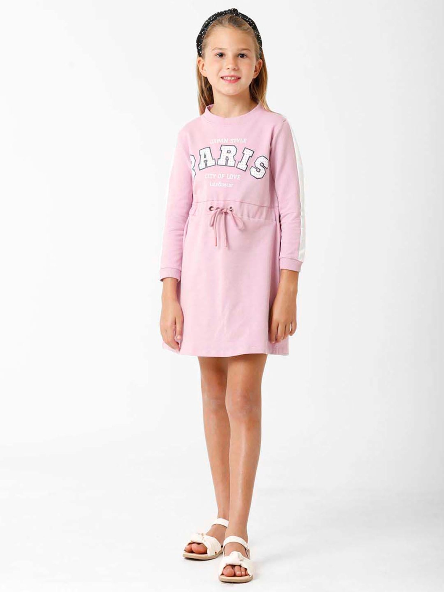 Kate & Oscar Kids Lavender Cotton Printed Full Sleeves Dress