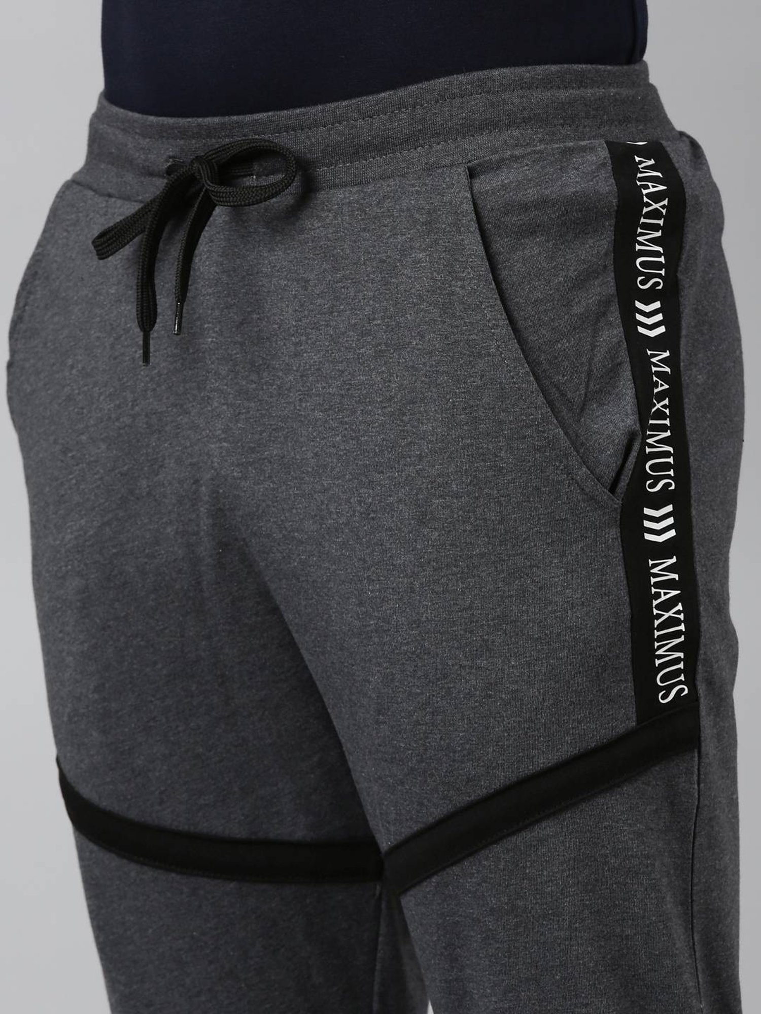 Dixcy Scott Maximus Grey Cotton Regular Fit Colour Block Sports Trackpants