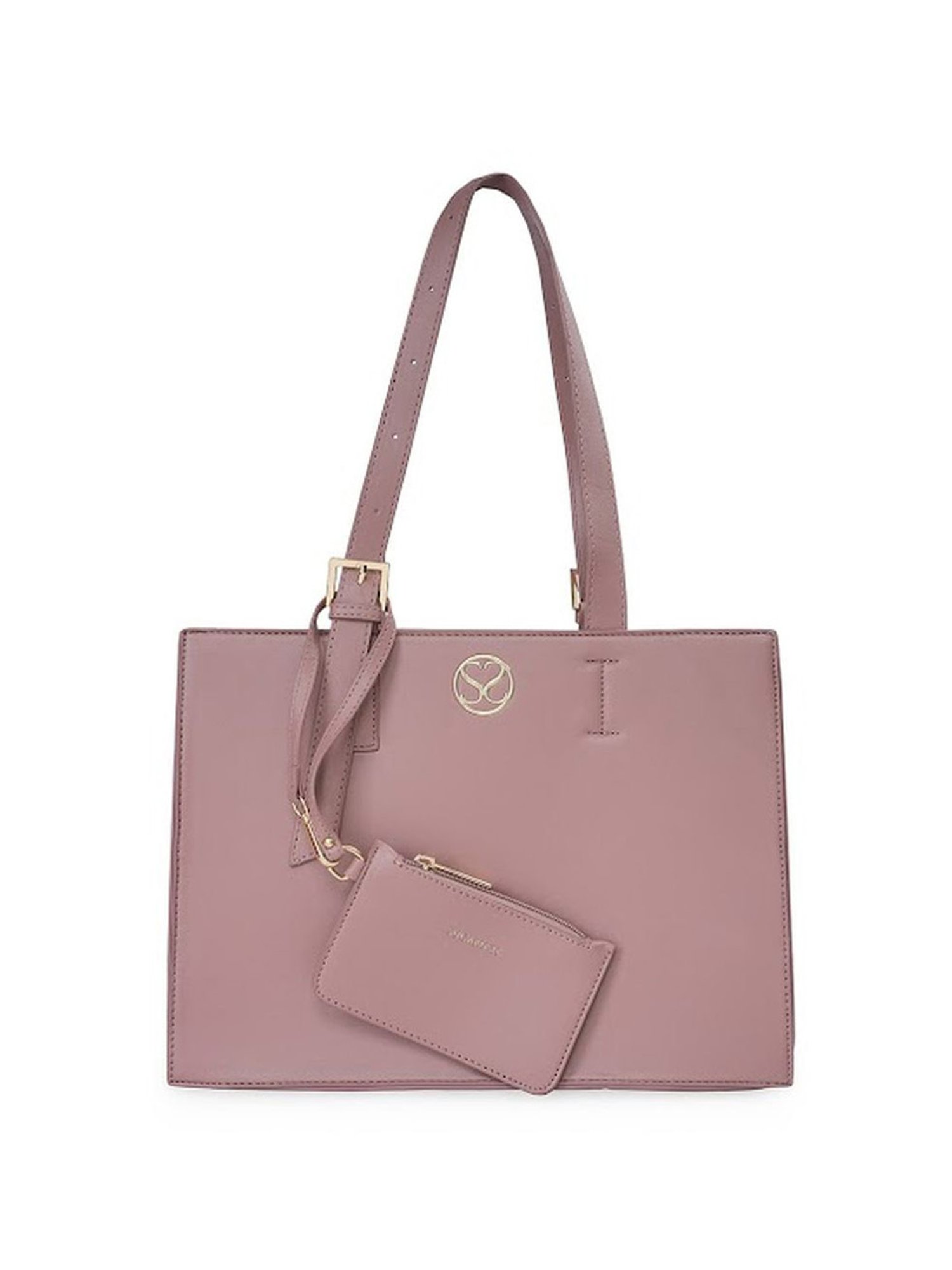 Sugarush Martha Pink PU Solid Tote Handbag