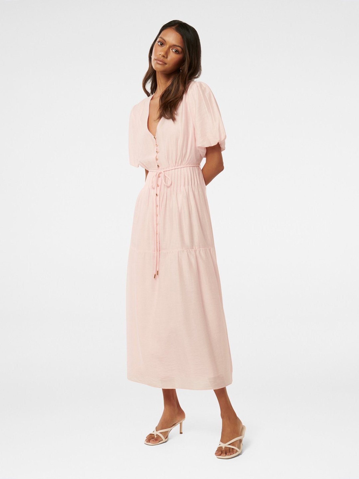 Forever New Addison Petite Textured Pintuck Midi Dress With Belt
