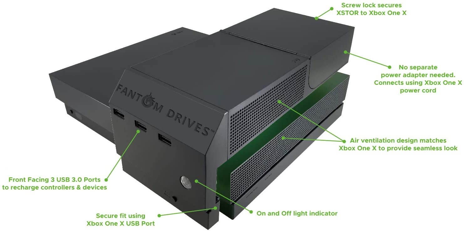 FD 5TB Xbox One X Hard Drive - XSTOR - Easy Attach Design for Seamless Look with 3 USB Ports - (XOXA5000) by Fantom Drives