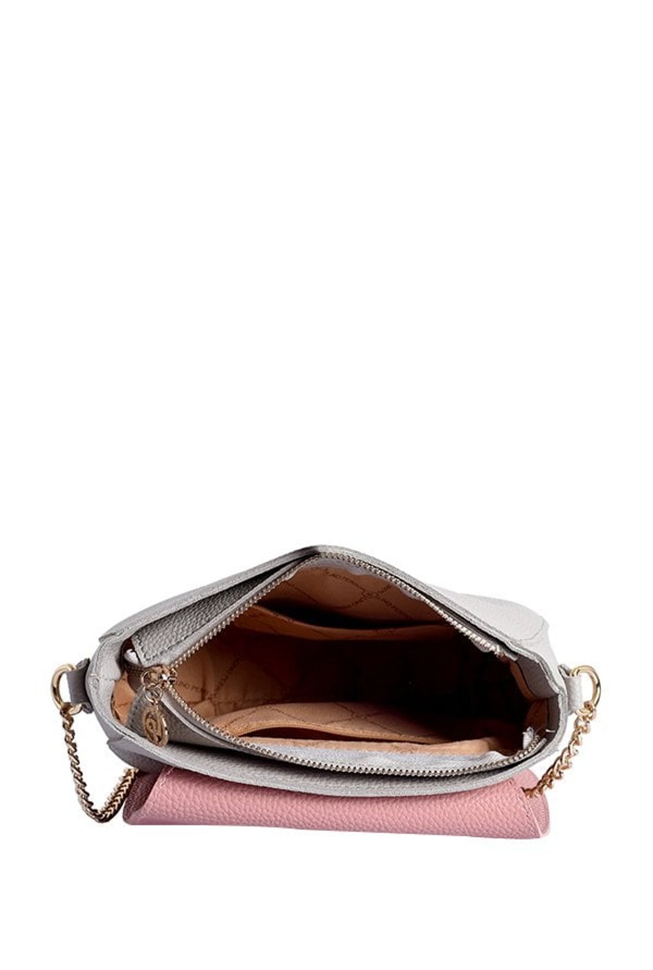 Lino Perros Pink & Light Grey Solid Flap Sling Bag